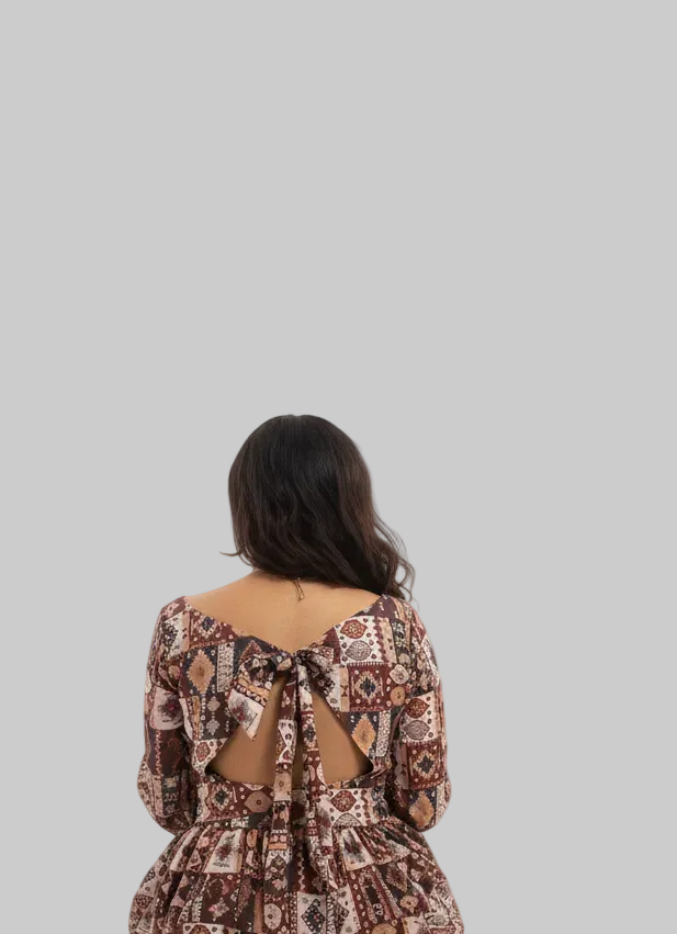 Vintages hues backless dress