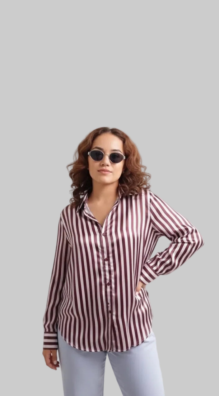 Riviera Stripe satin shirt