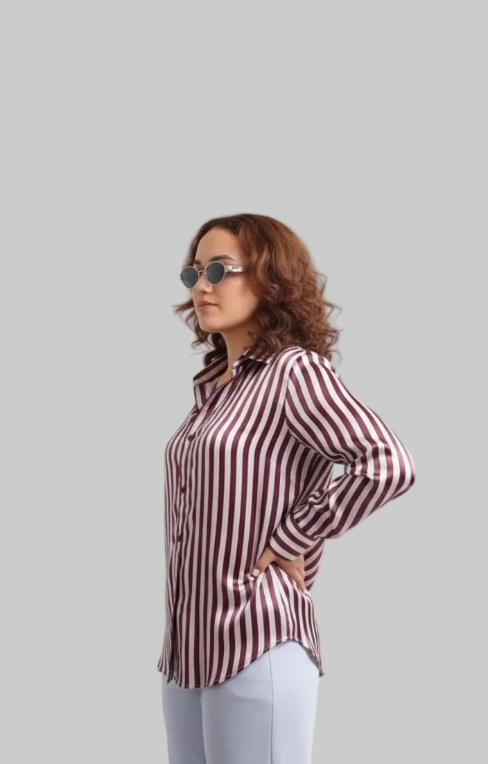 Riviera Stripe satin shirt