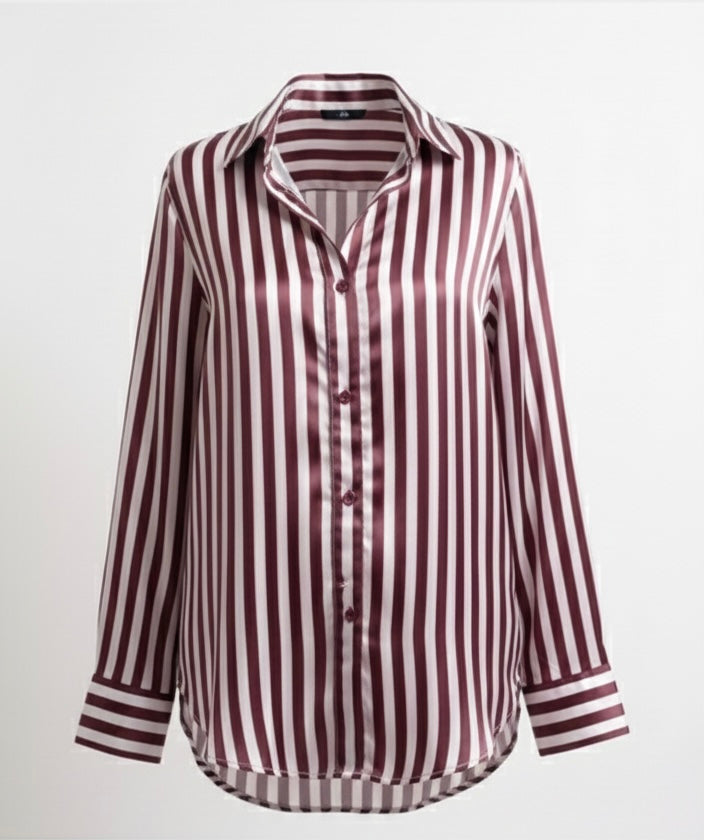 Riviera Stripe satin shirt